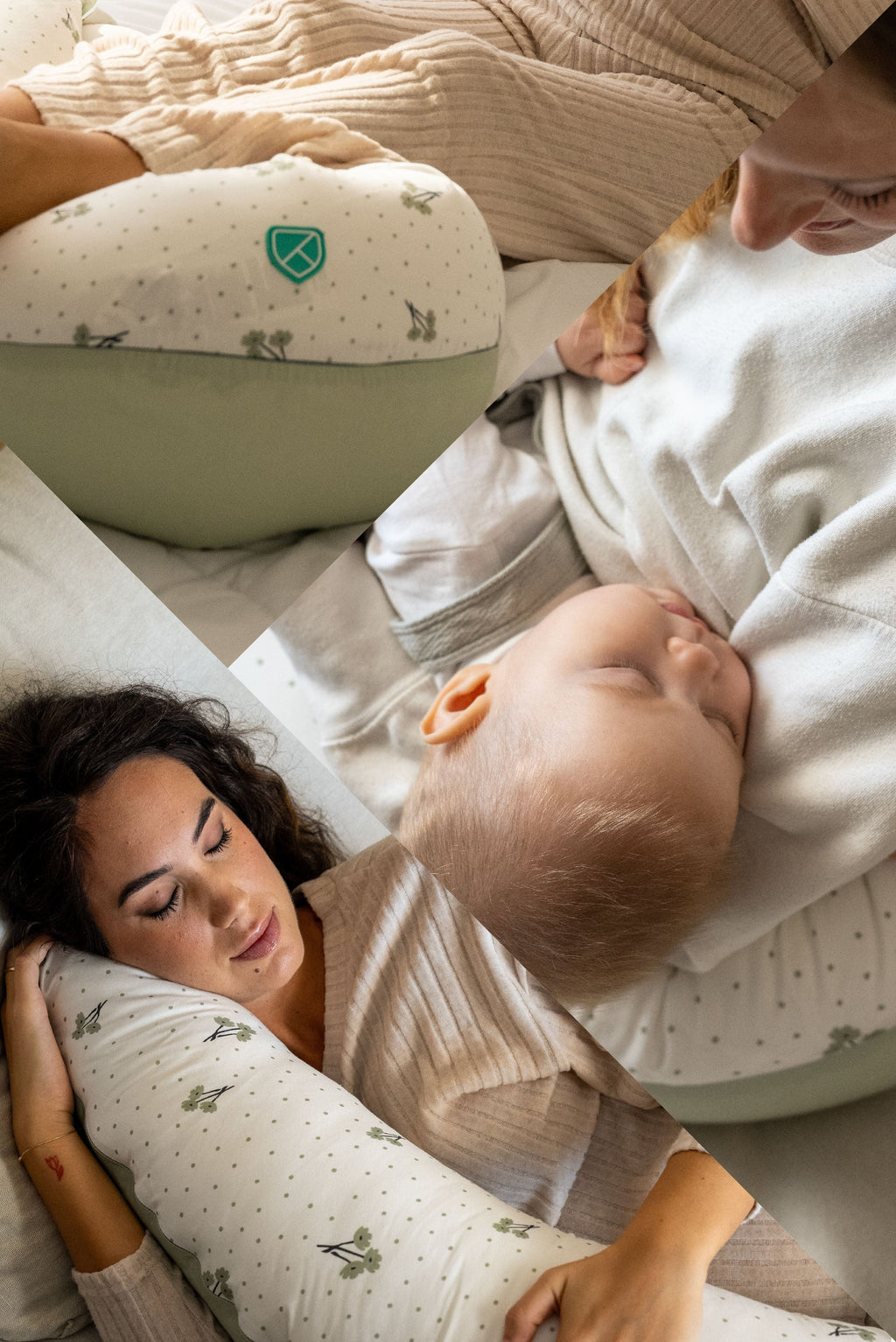 HUGS PLUS Pregnancy and Breastfeeding Pillow - Blossom Green