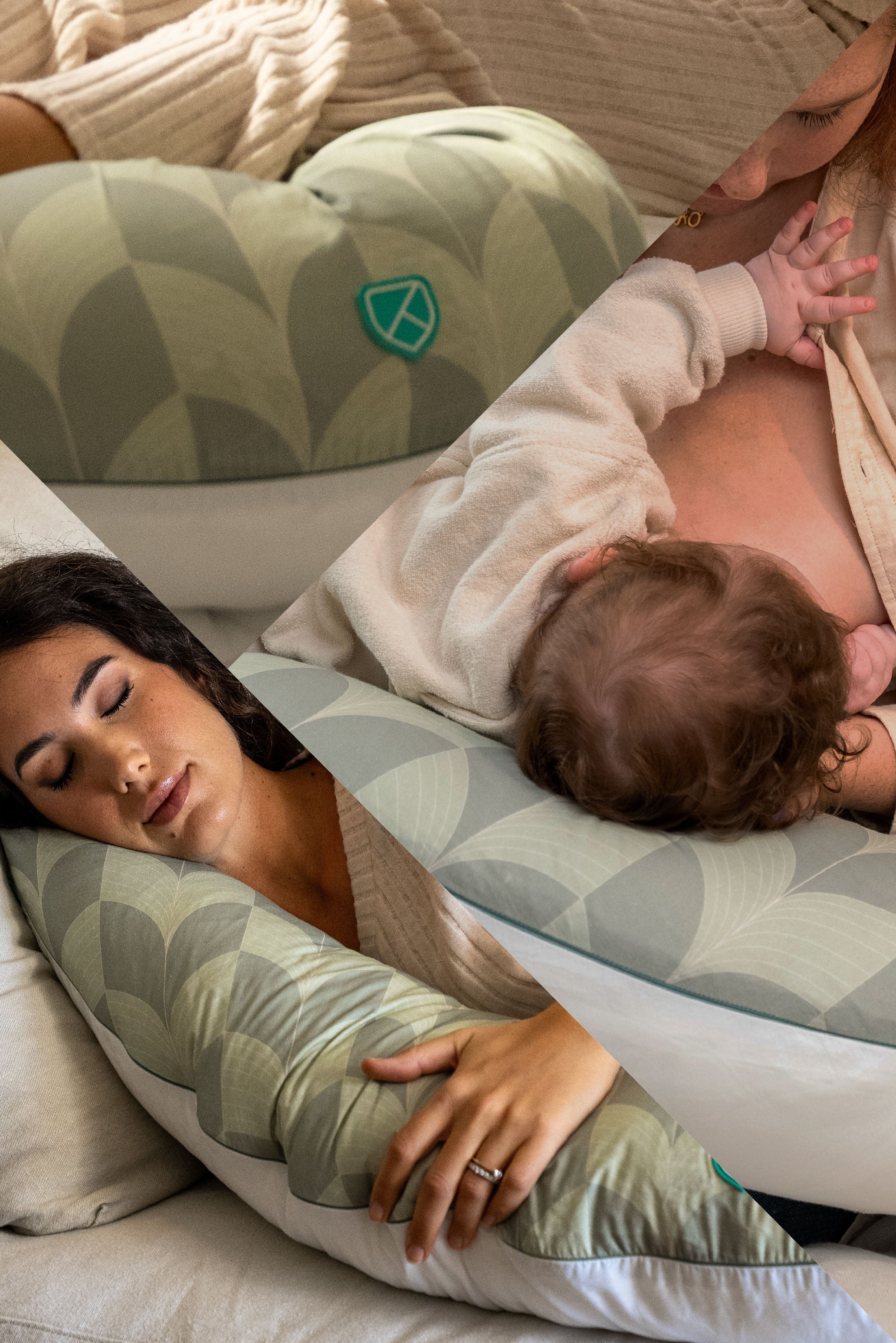 HUGS PLUS Pregnancy and Breastfeeding Pillow - Fan Green