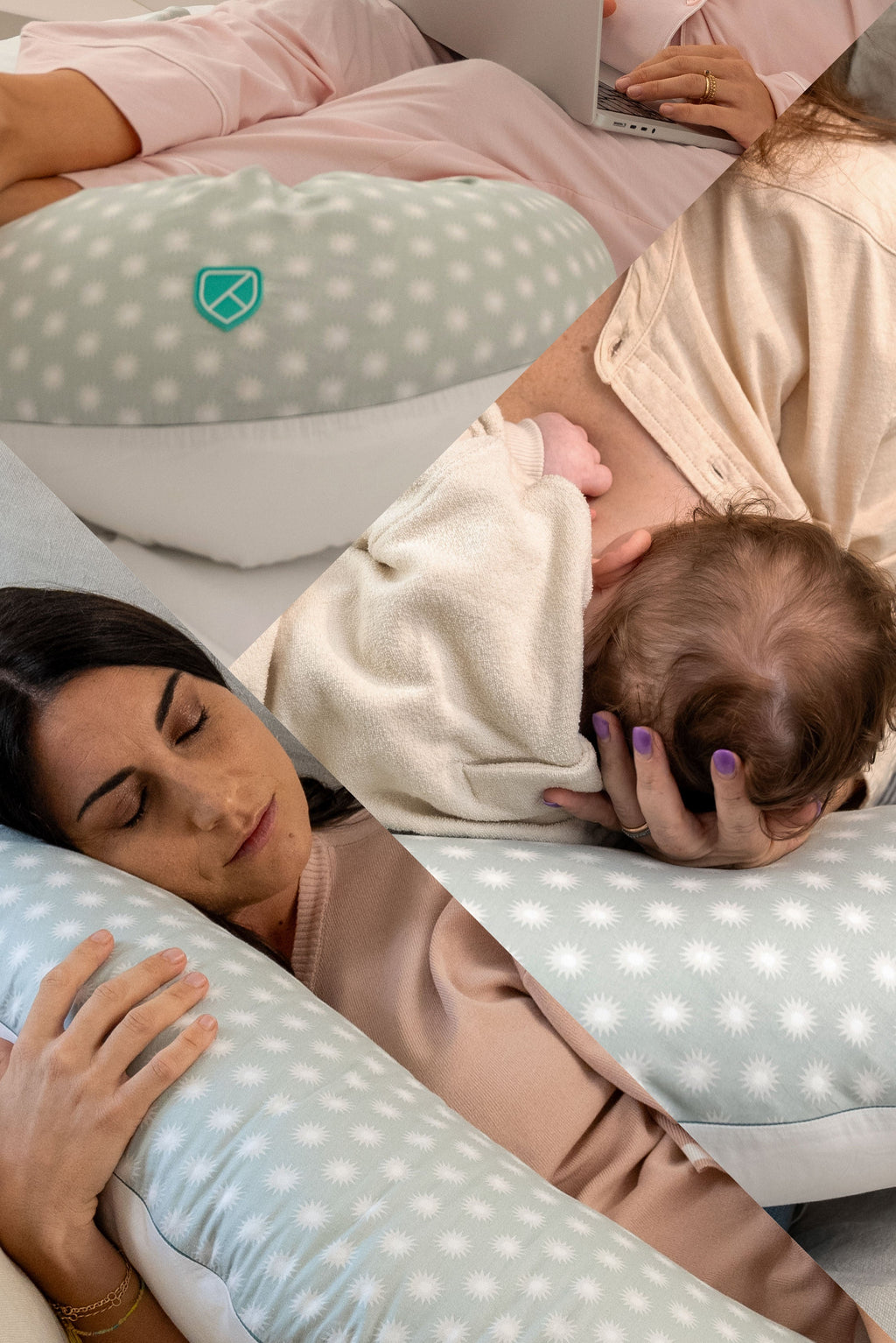 HUGS PLUS Pregnancy and Breastfeeding Pillow - Star Grey